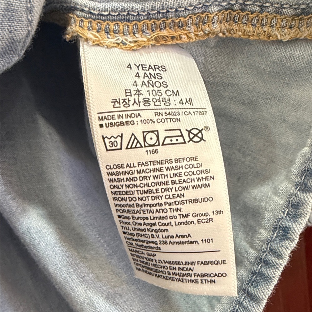 GAP Light Blue Denim Shirt Ruffle Collar - Picture 4 of 5